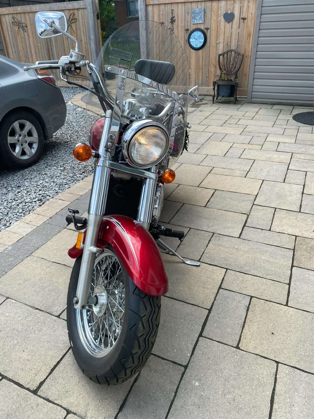Red Kawasaki Cruiser Motorcycle - photo 5