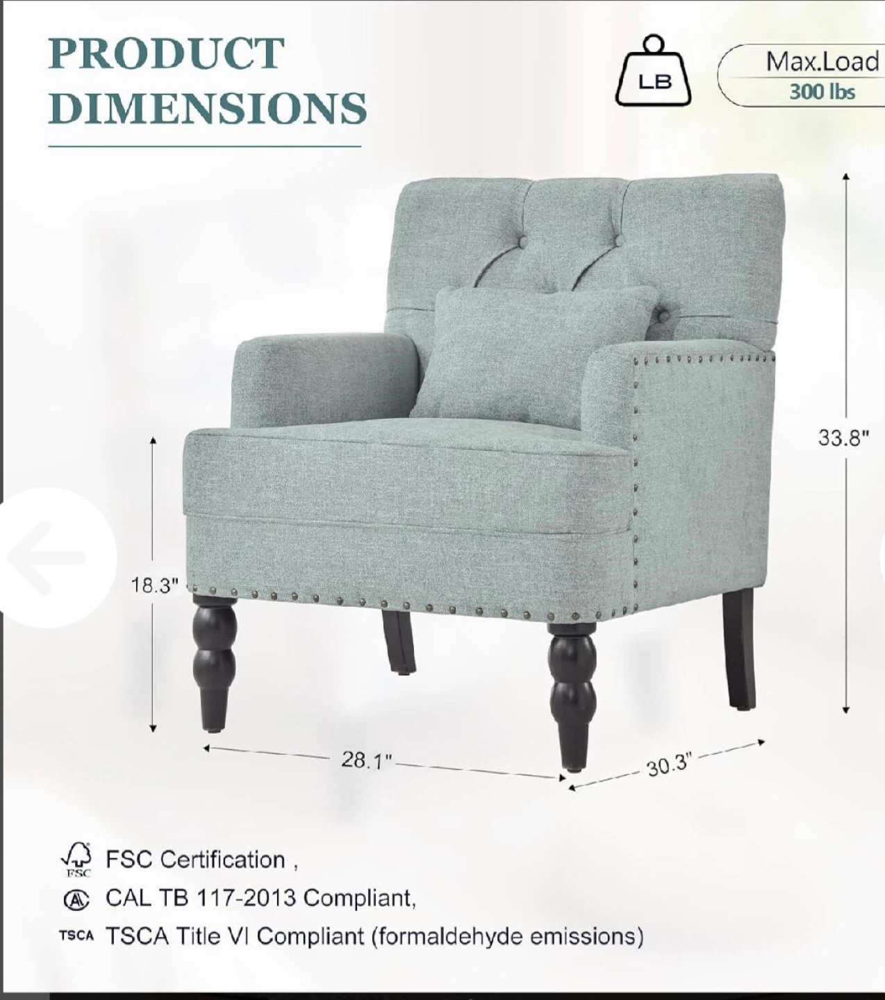 Huimo Tufted Club Chair with Lumbar Pillow