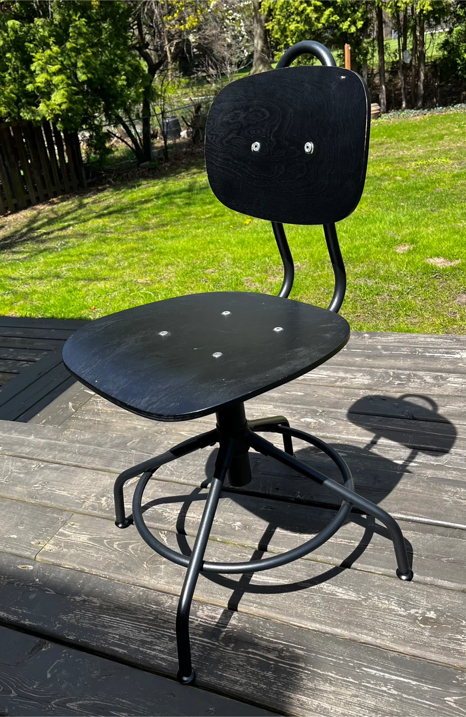 Black Adjustable Swivel Stool Chair