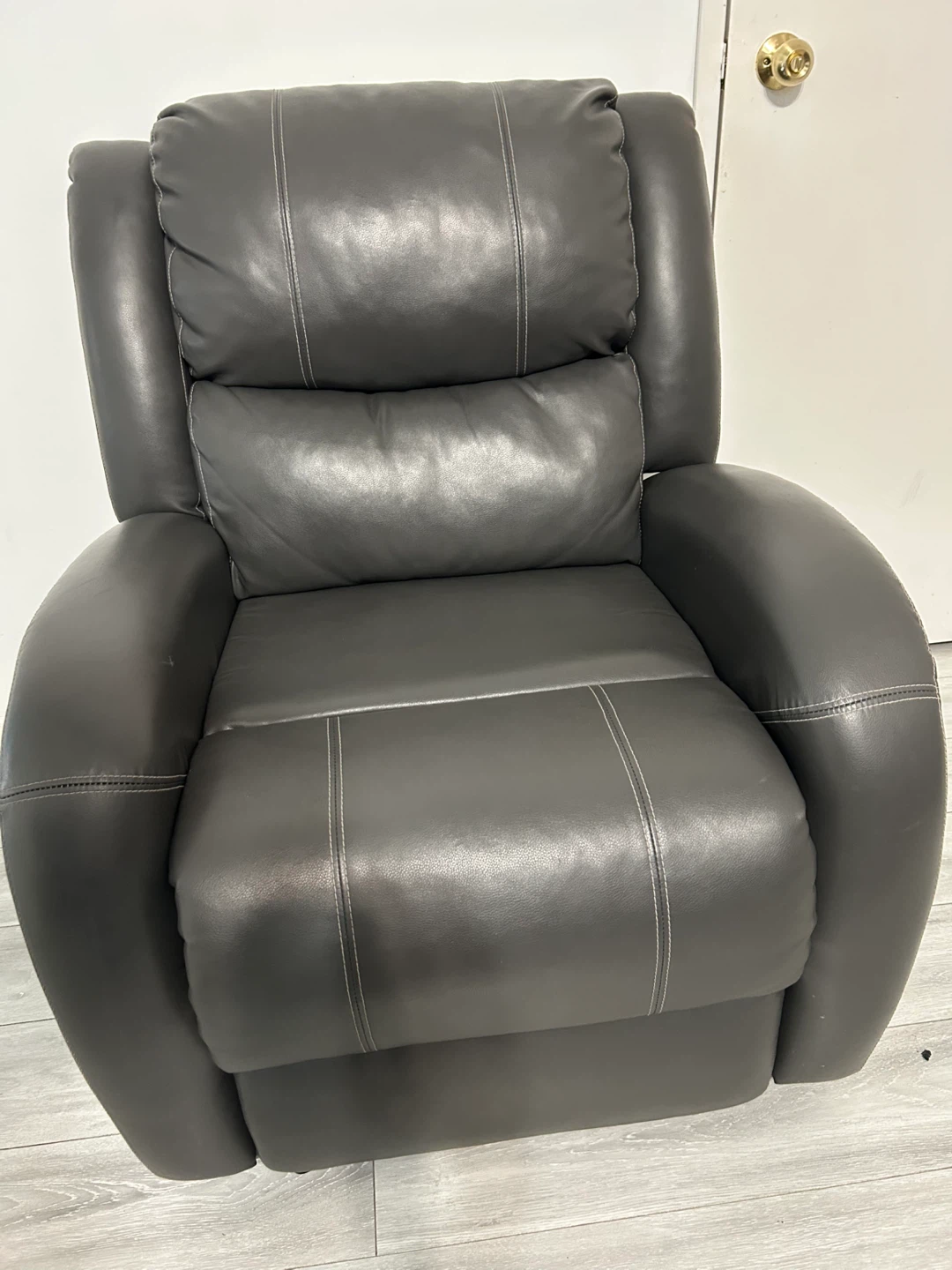 Grey Faux Leather Recliner Chair