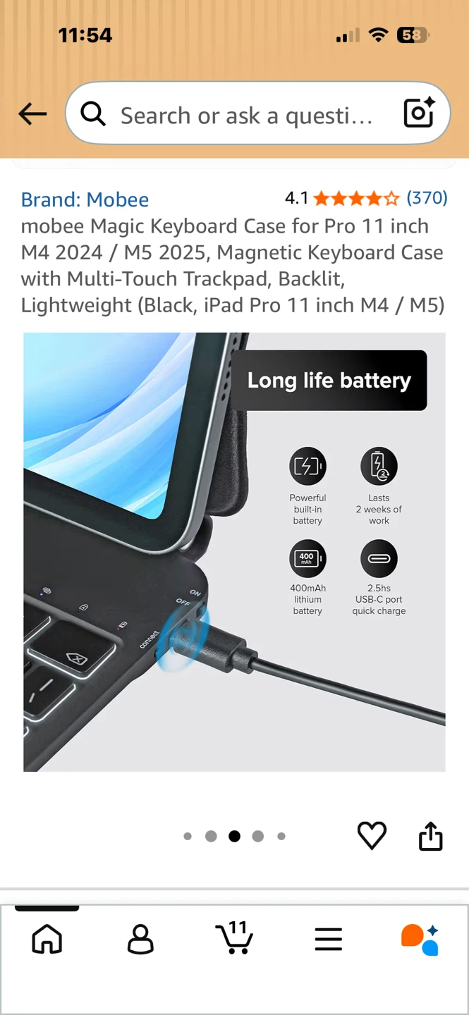 mobee Magic Keyboard Case for Pro 11 inch M4 2024 / M5 2025 - photo 4