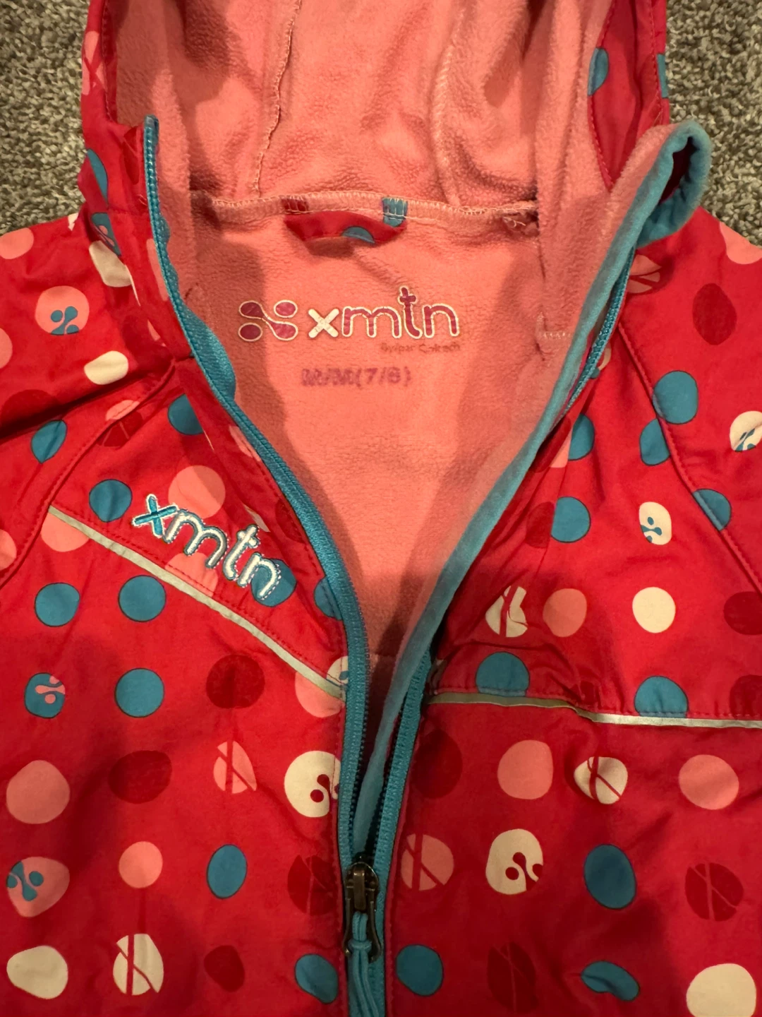 XMTN Girls Polka Dot Hooded Jacket Size 7/8 - photo 2