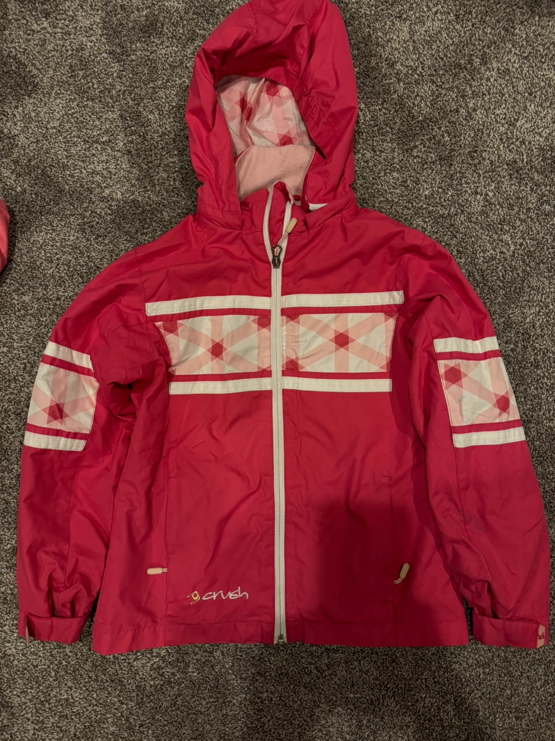size 10 Pink Crush Hooded Jacket with Plaid Accents