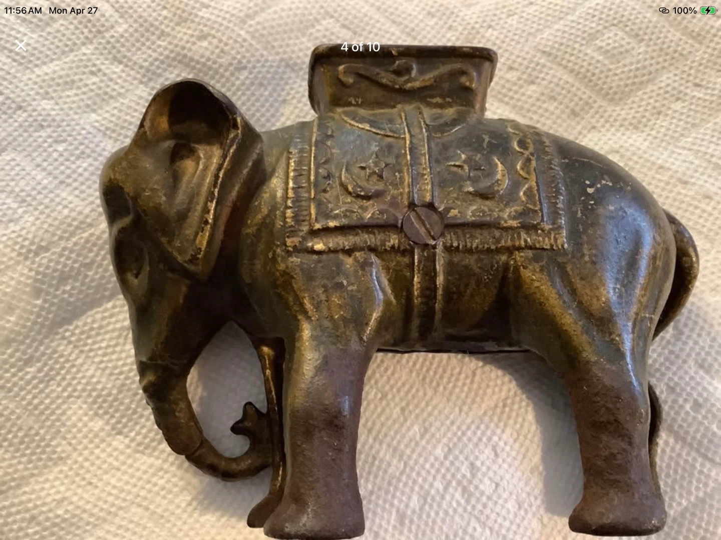 1905 Cast Iron Elephant Howdah Figural Bank 🐞 - photo 2
