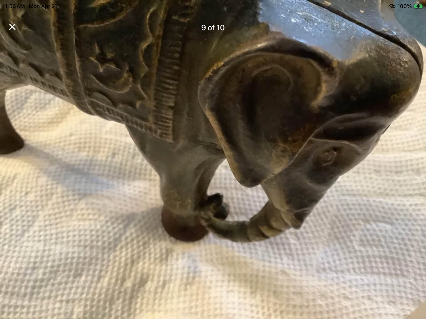 1905 Cast Iron Elephant Howdah Figural Bank 🐞 - photo 4