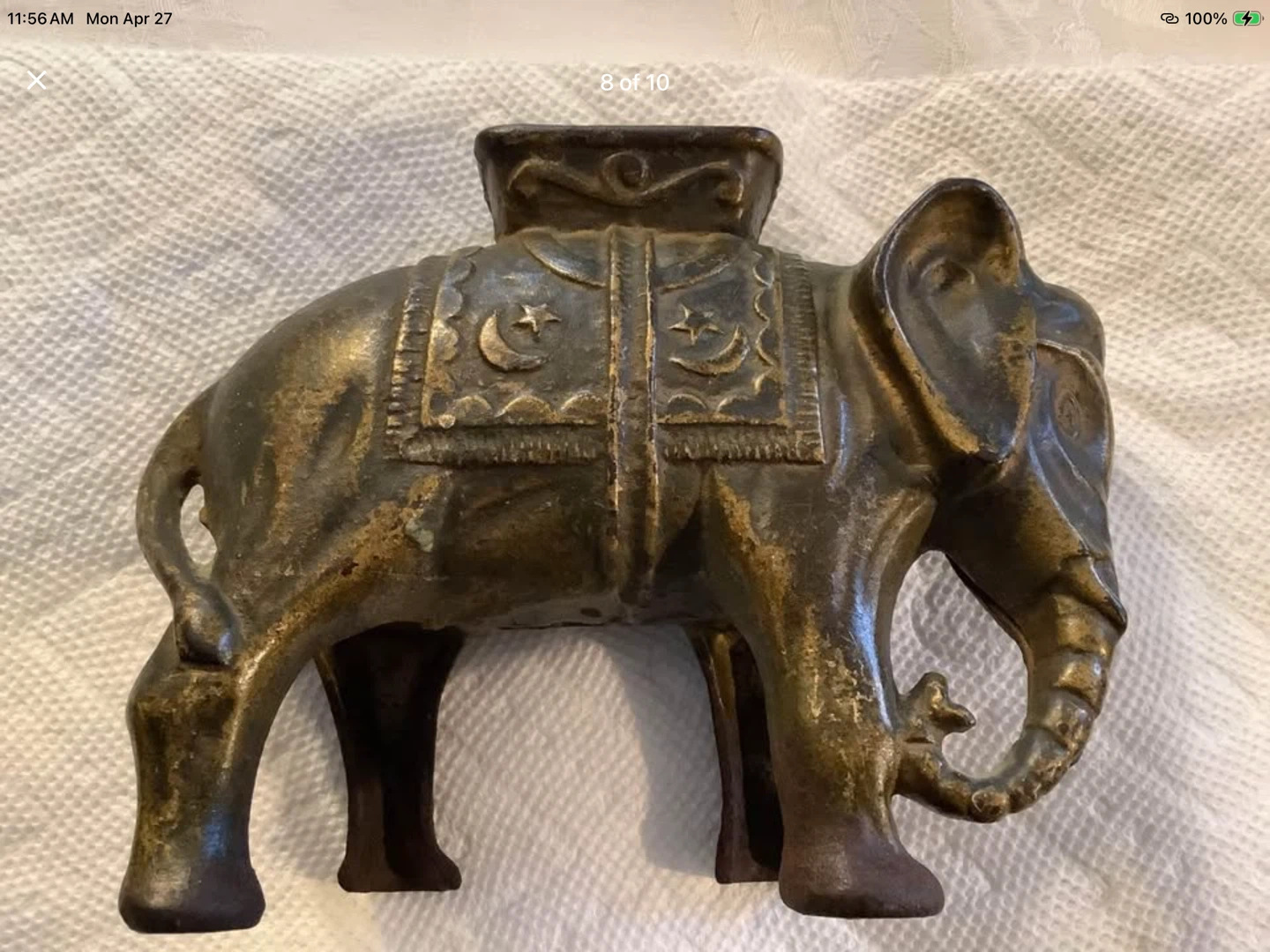 1905 Cast Iron Elephant Howdah Figural Bank 🐞 - photo 5