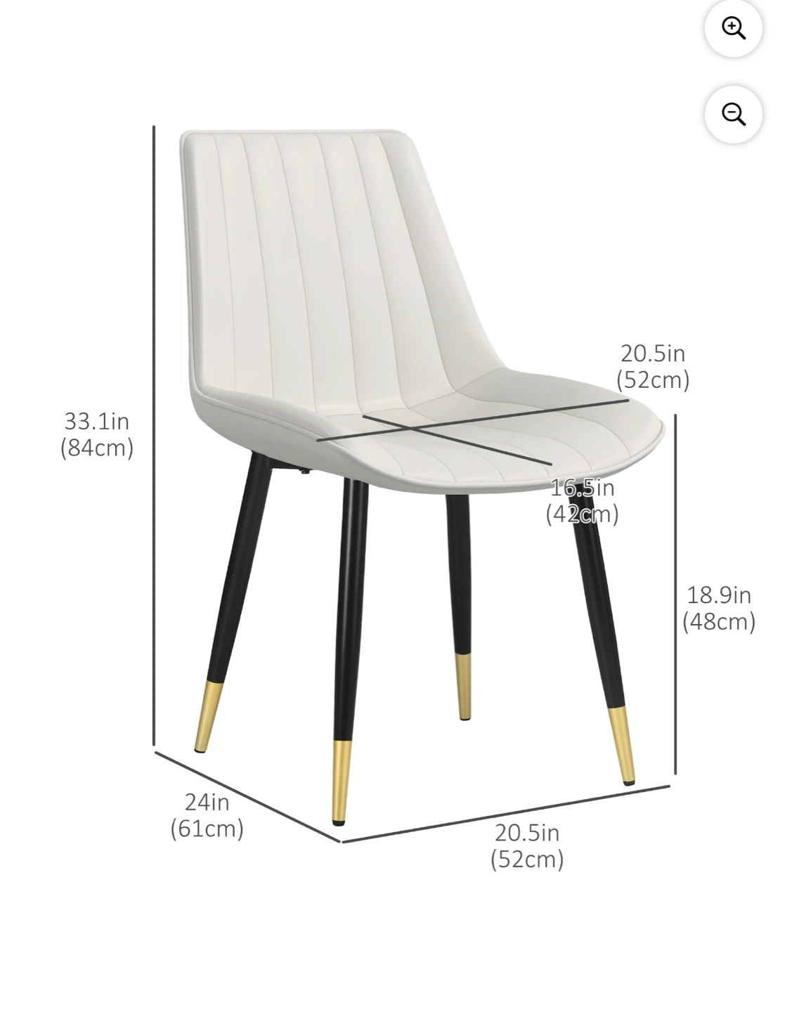 Set of 2 White PU Leather Dining Chairs - photo 5