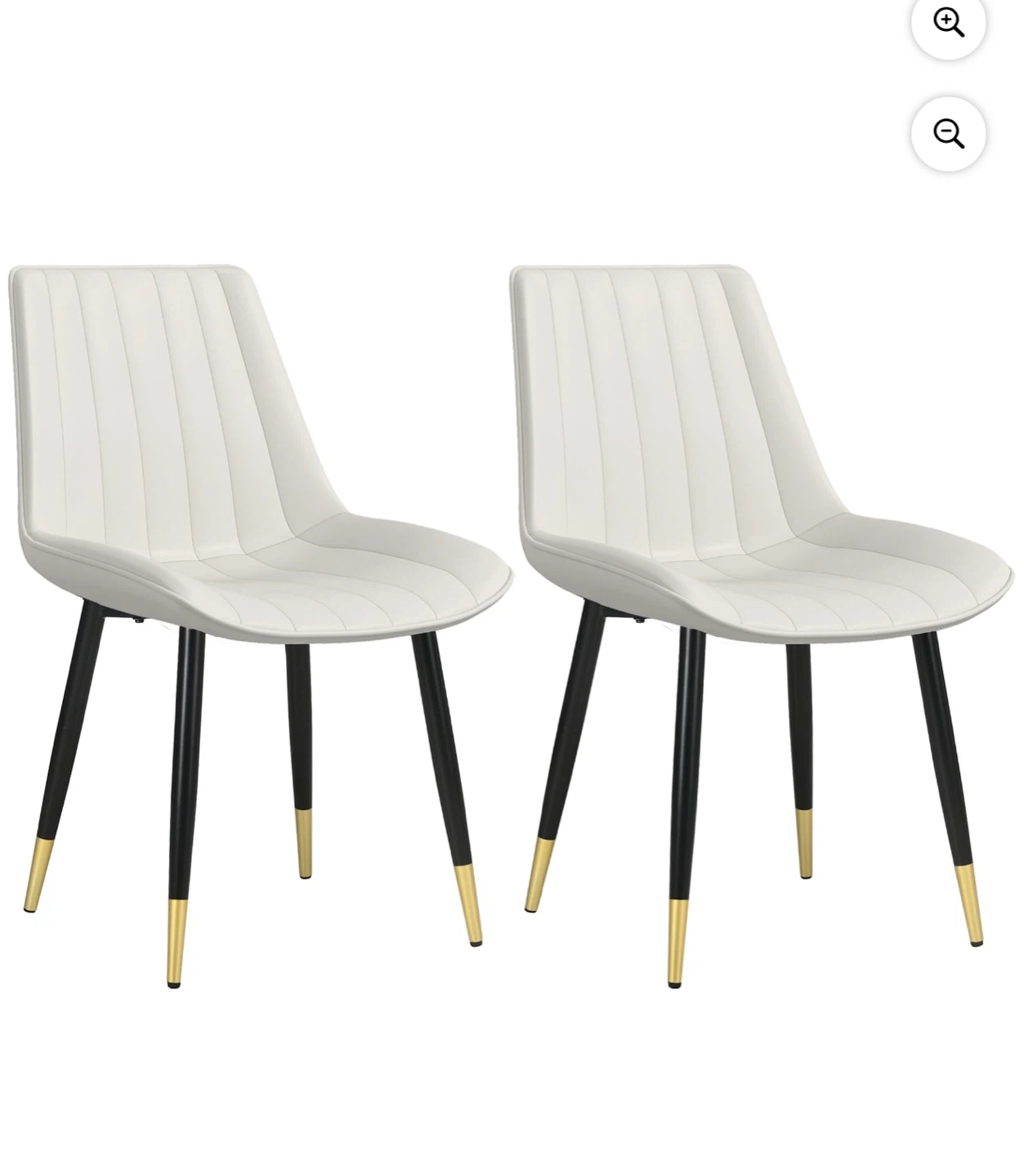 Set of 2 White PU Leather Dining Chairs - photo 2