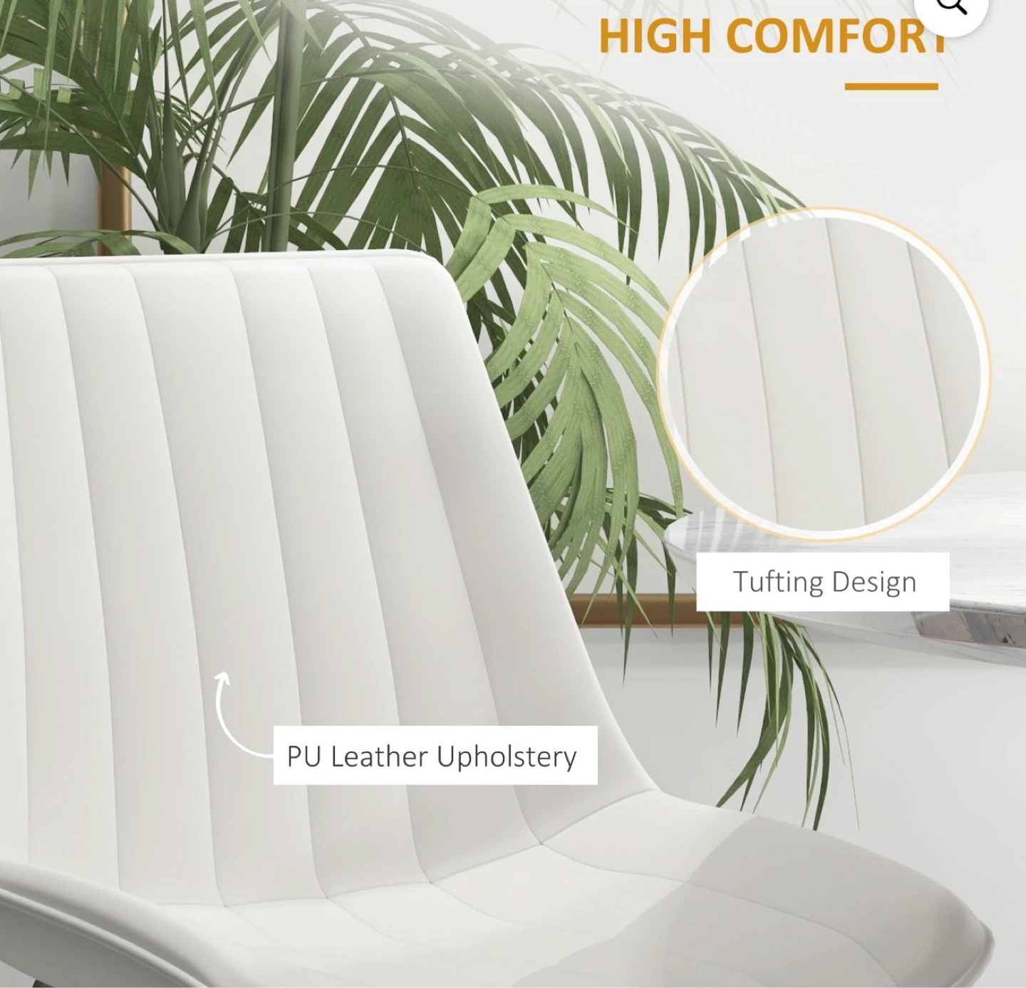 Set of 2 White PU Leather Dining Chairs - photo 3