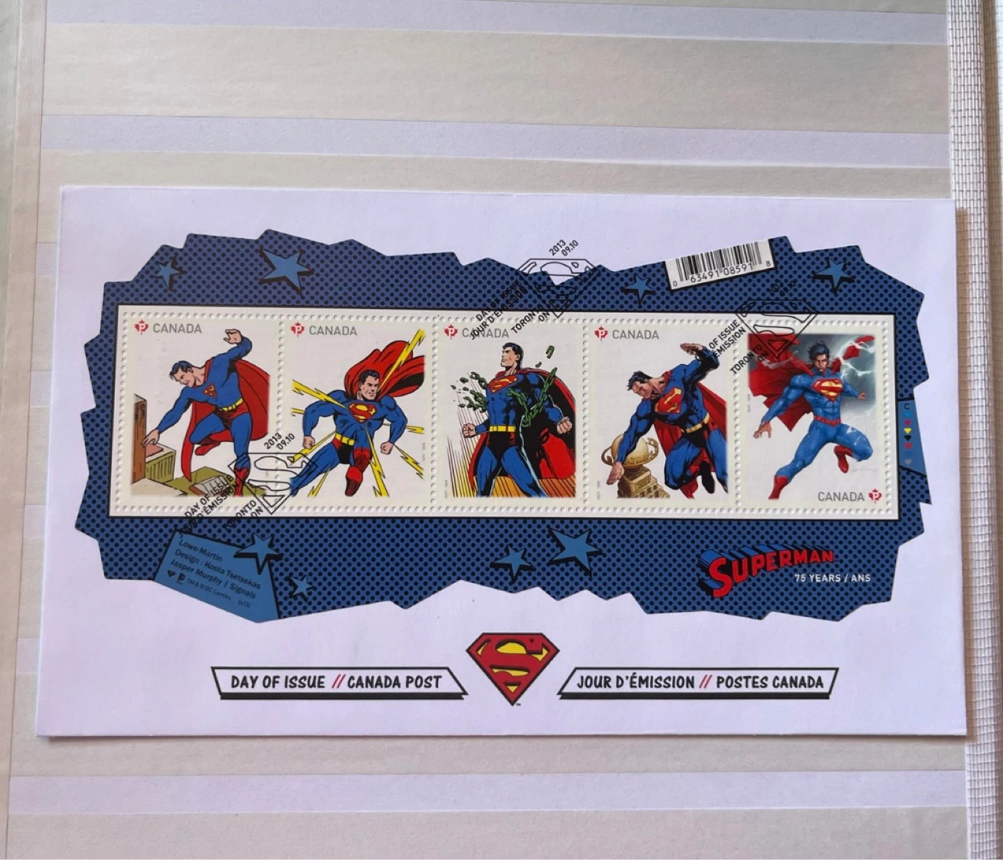 Superman (2013) Day of Issue Canadian Stamps - photo 3