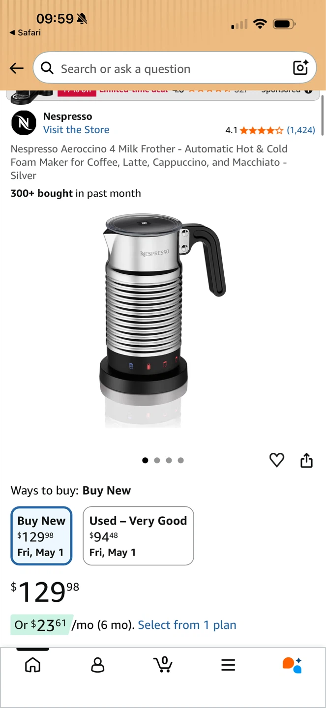NEW Nespresso Aeroccino 4 Milk Frother Silver - photo 4