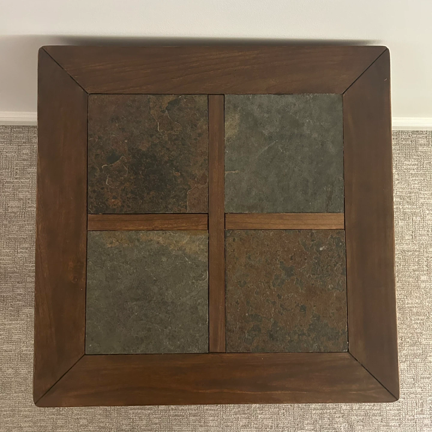 Refinished Wooden End Table with Slate Inlay - photo 2