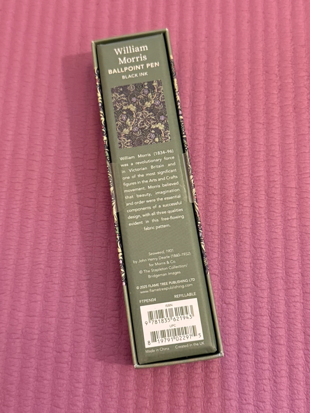 🌱William Morris Seaweed Decorative Ballpoint Pen - Black Ink - photo 2
