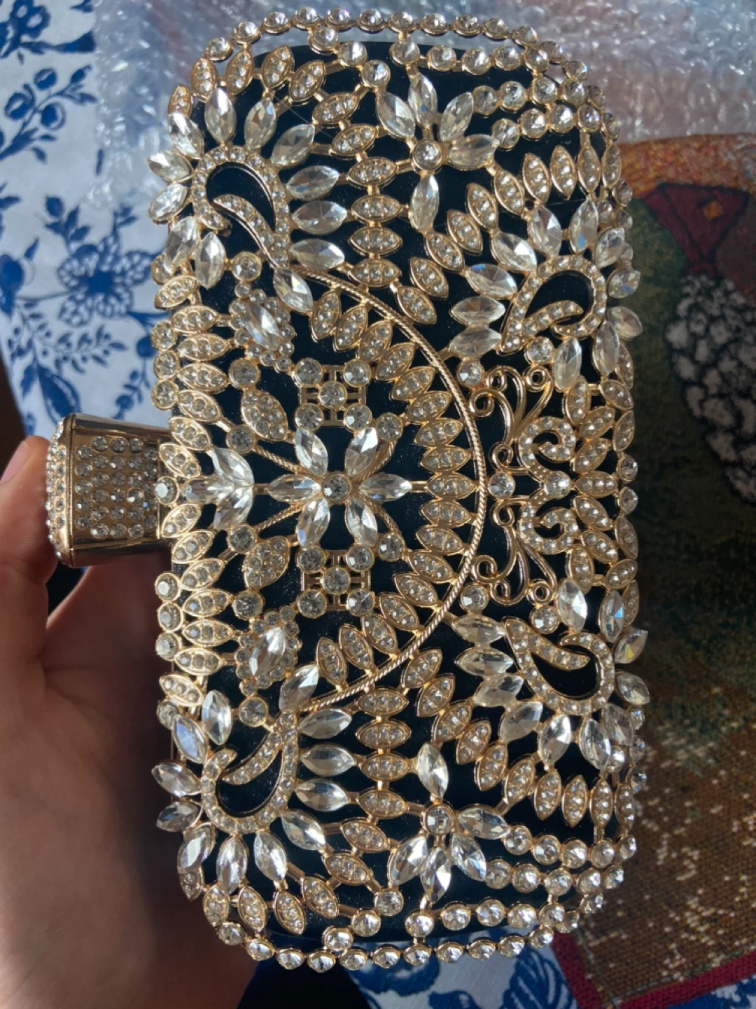 Embellished Black Clutch Bag with faux Rhinestones - photo 5