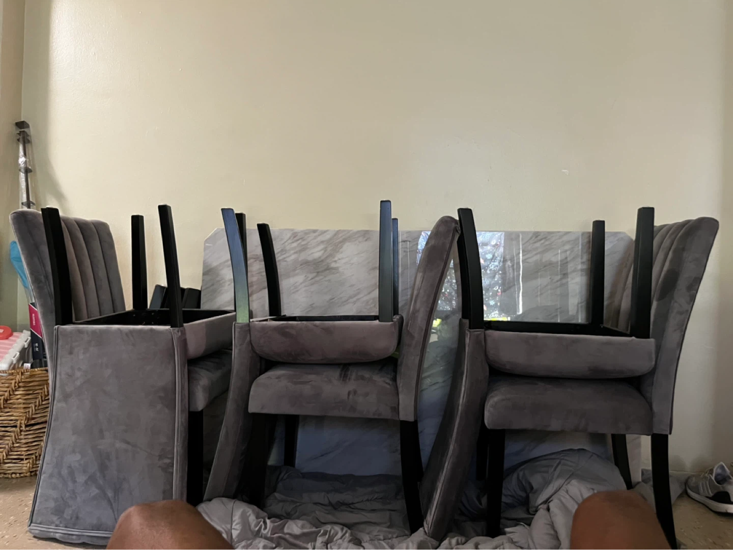 Gray Velvet Dining Chairs (Set of 6)