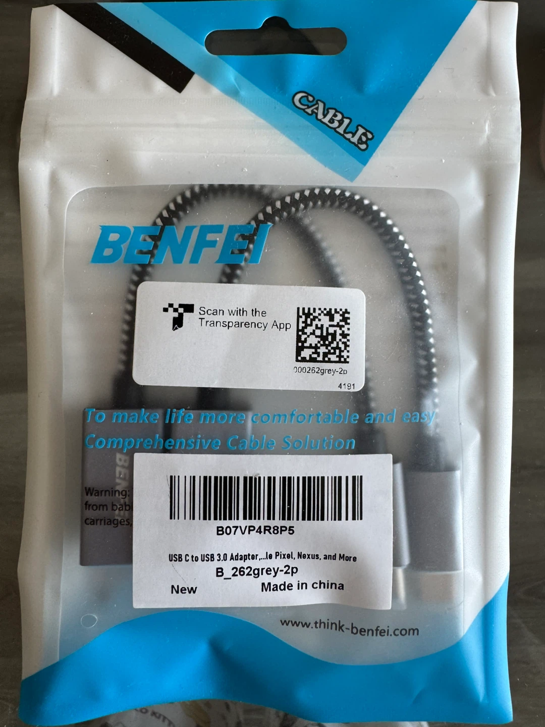 BENFEI USB C to USB 3.0 Adapter Cable 2-Pack Grey