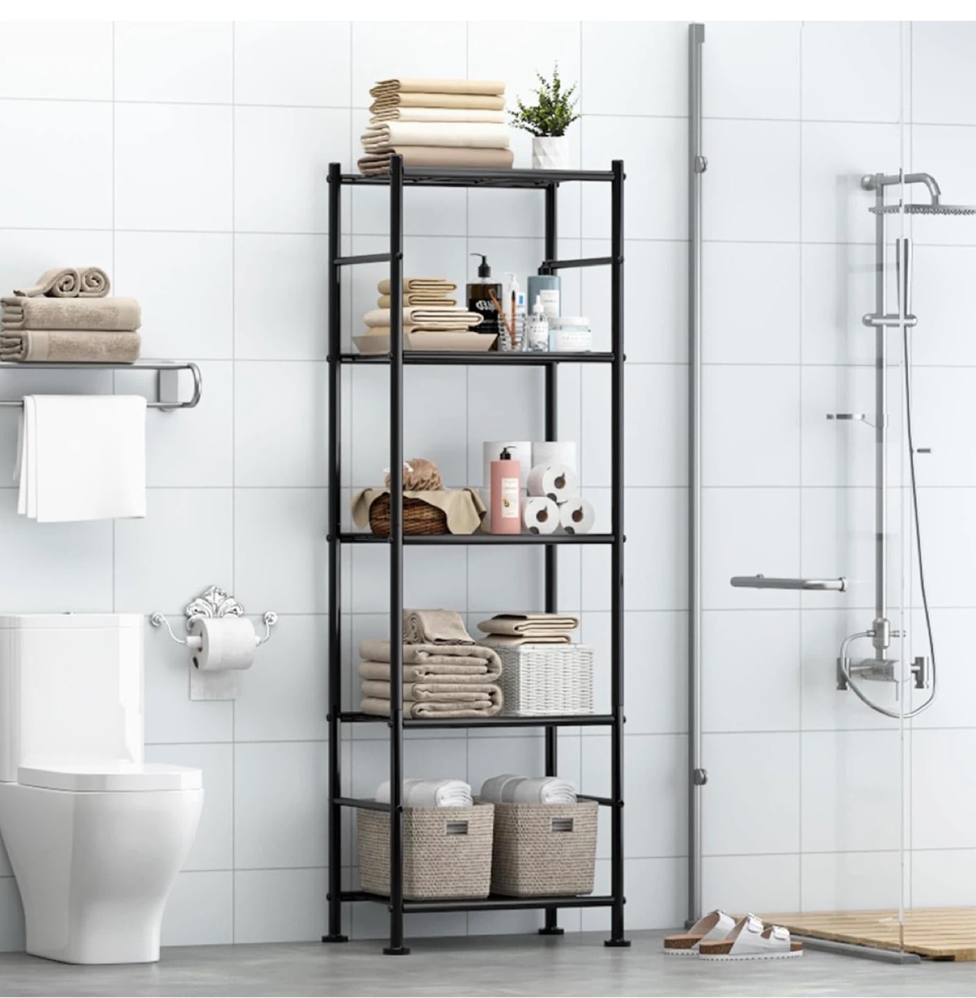 Set of 2 Black Metal 5-Tier Shelving Units - photo 2