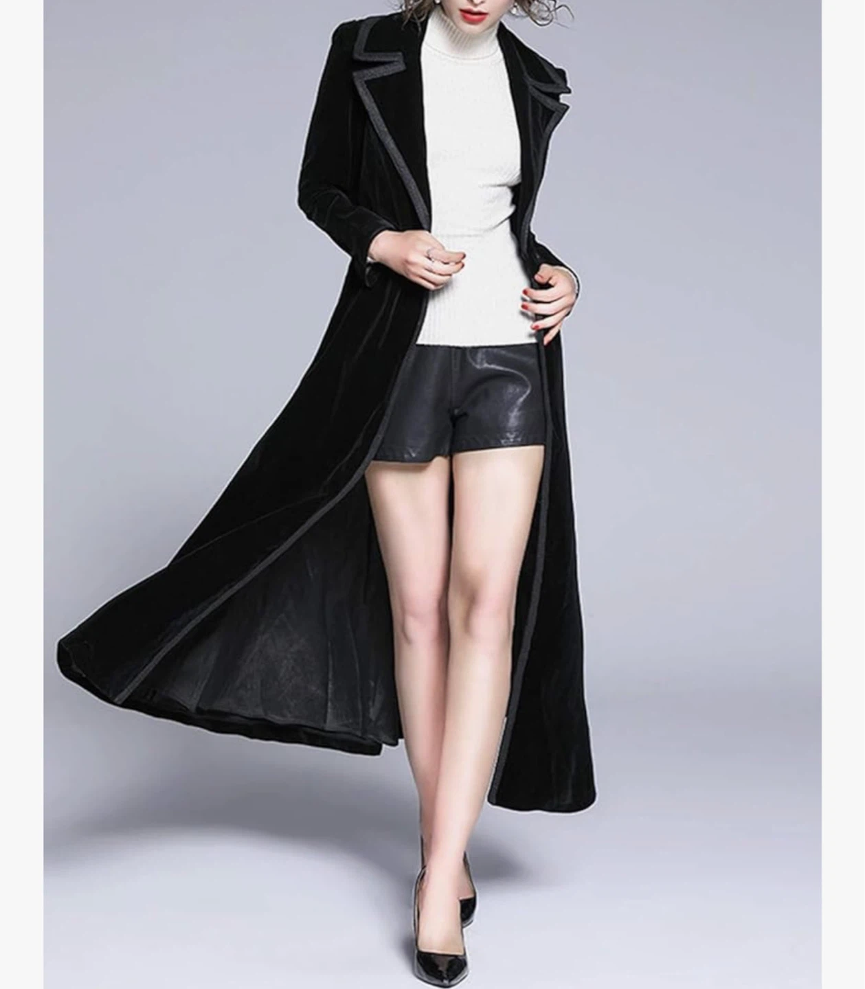 Black Velvet Long Coat - photo 3