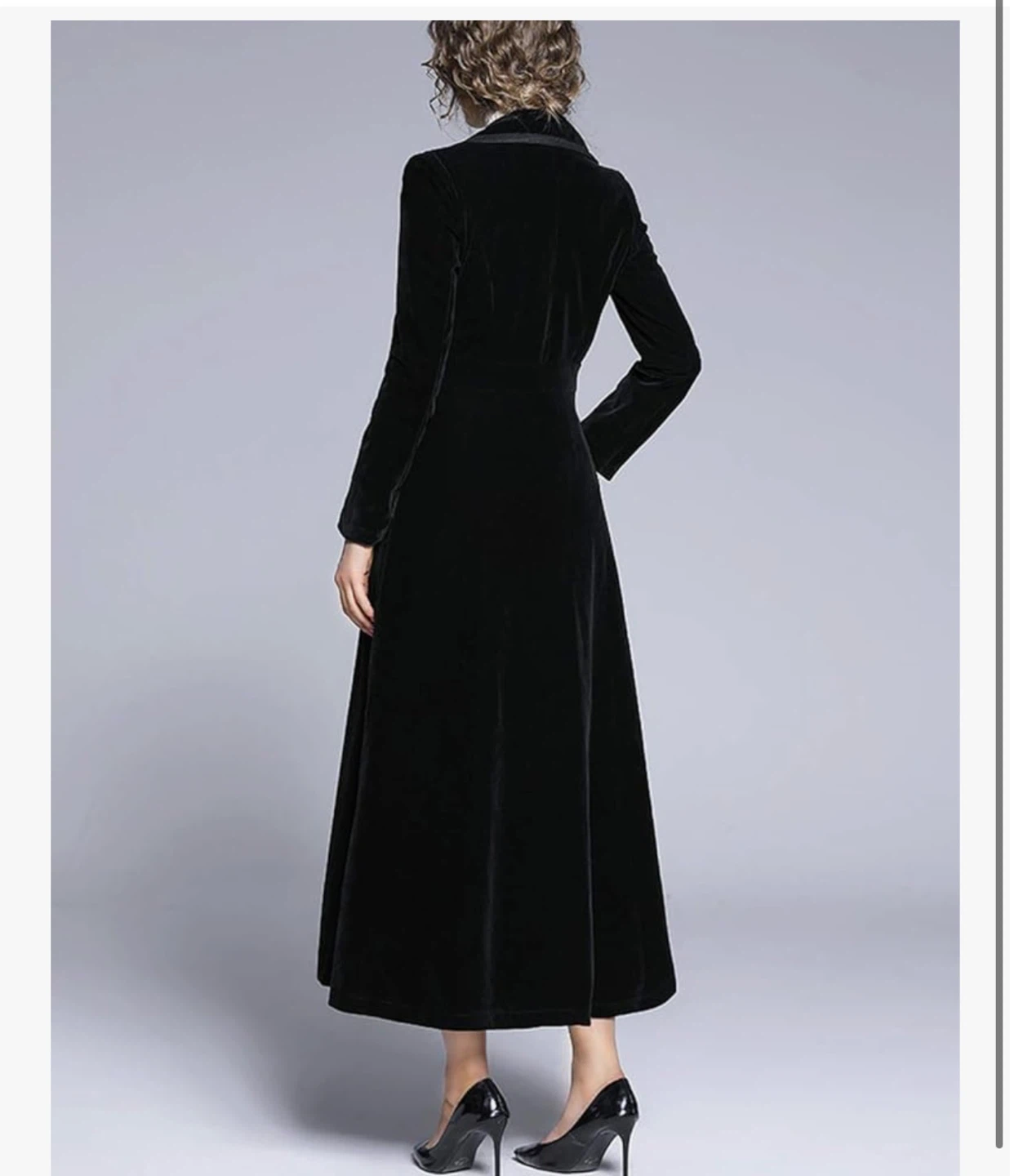 Black Velvet Long Coat - photo 2