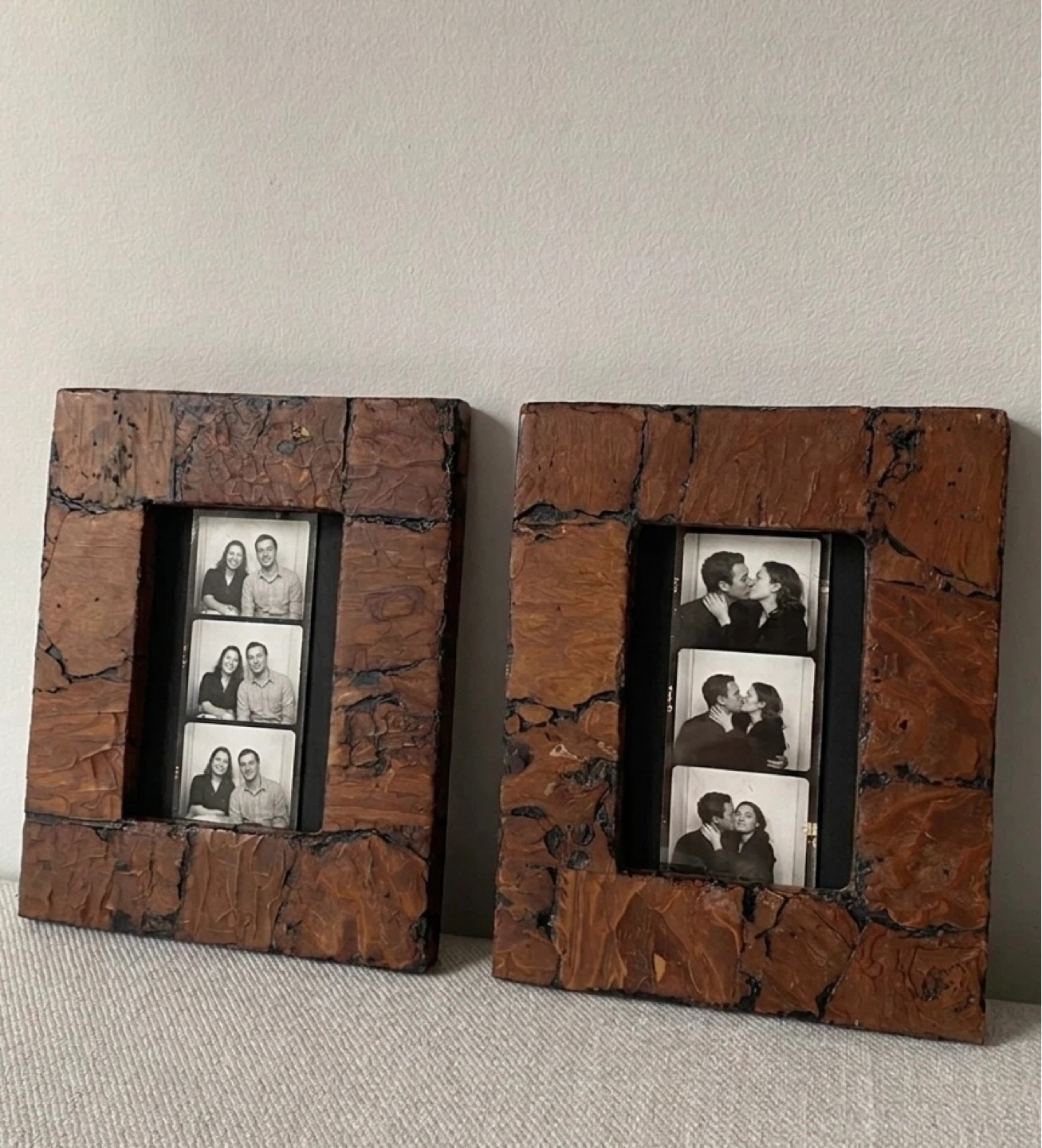 Pair of Handcrafted Wood Mosaic Frames