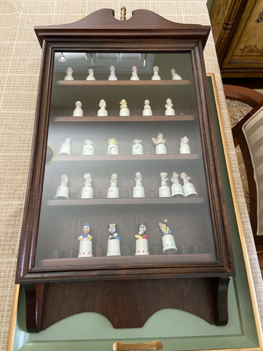 Wooden Display Cabinet with Figurine Thimbles - photo 2