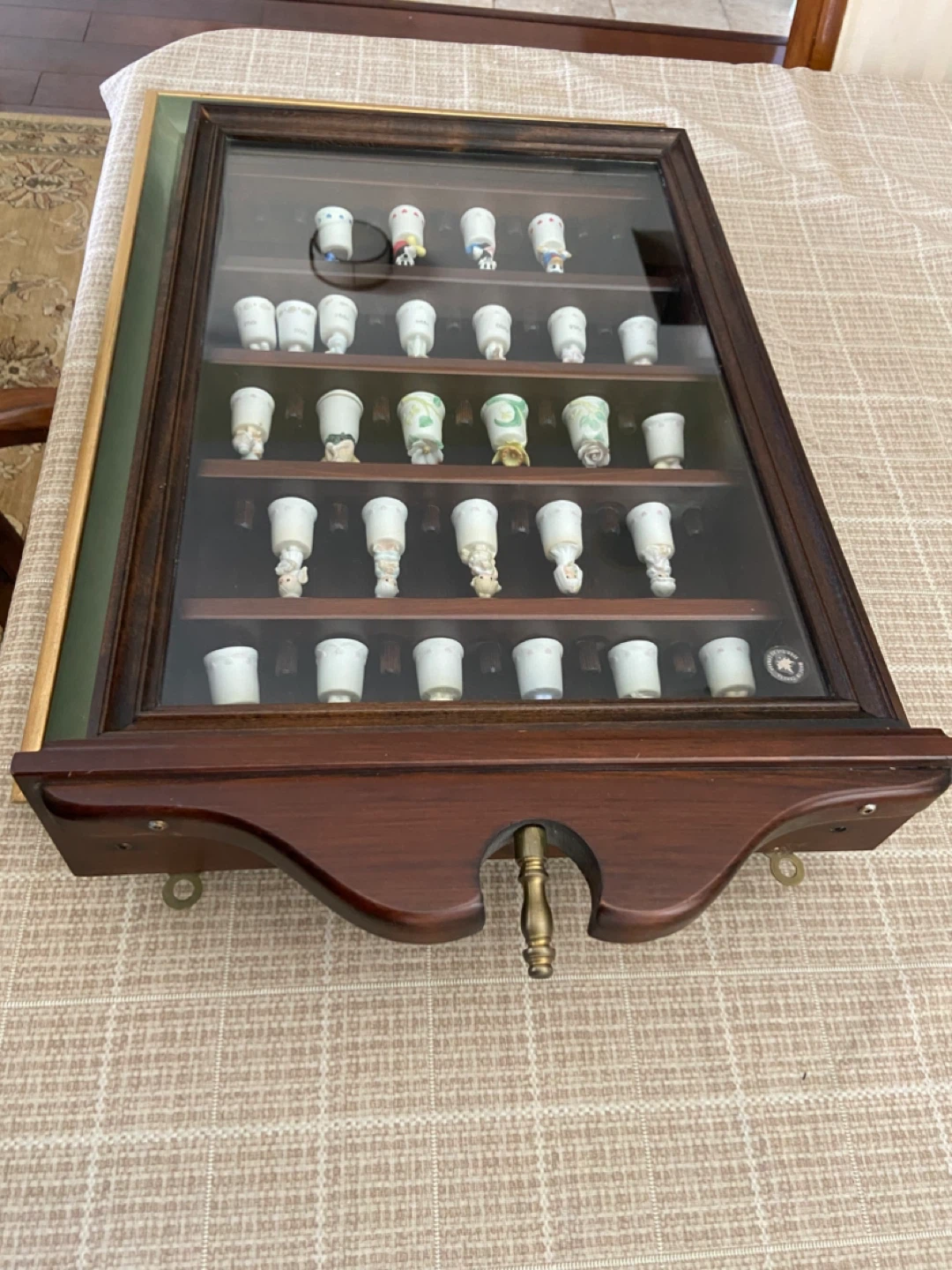 Wooden Display Cabinet with Figurine Thimbles - photo 5