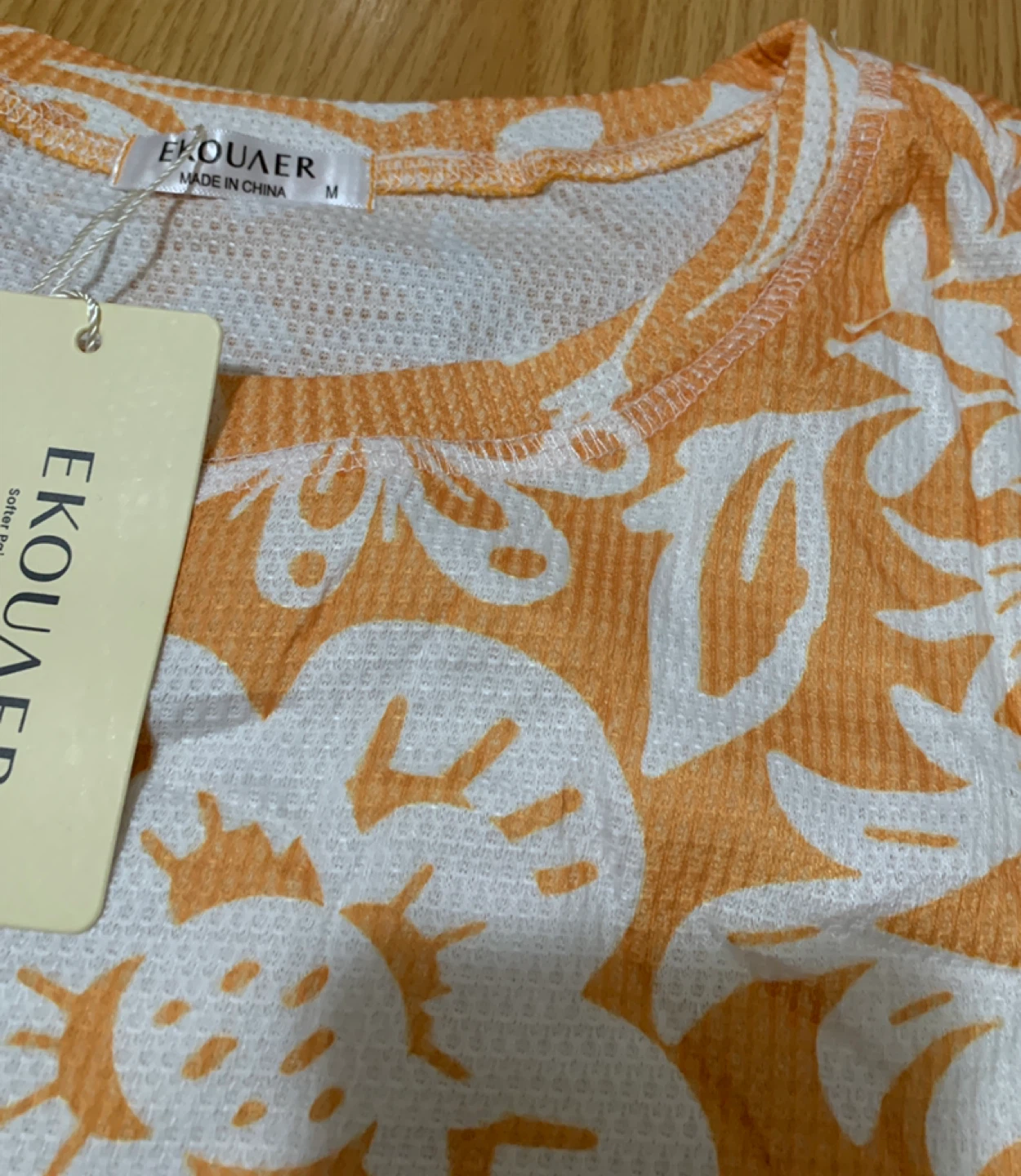 EKOUAER Orange Floral Pajama Set - Size M - photo 3