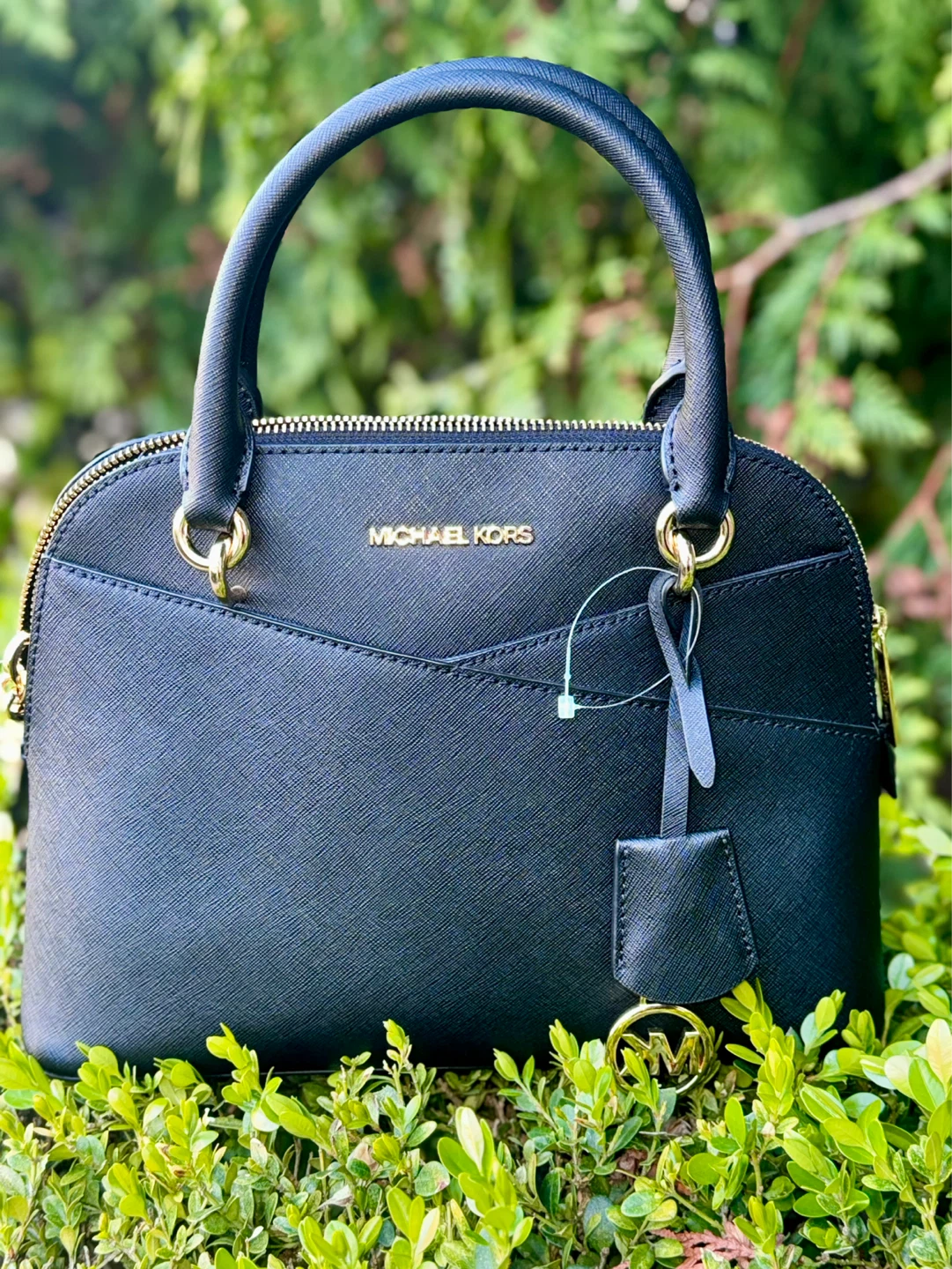 Michael Kors Black Leather Satchel Handbag