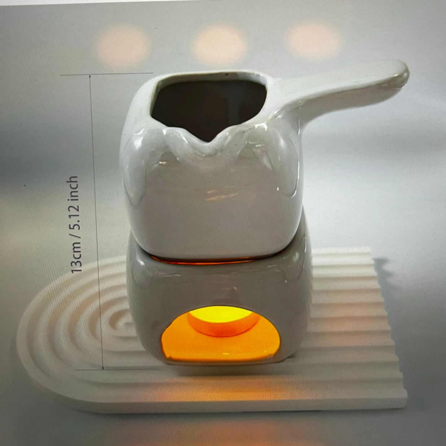 White Ceramic Oil Burner, Wax Melt Warmer