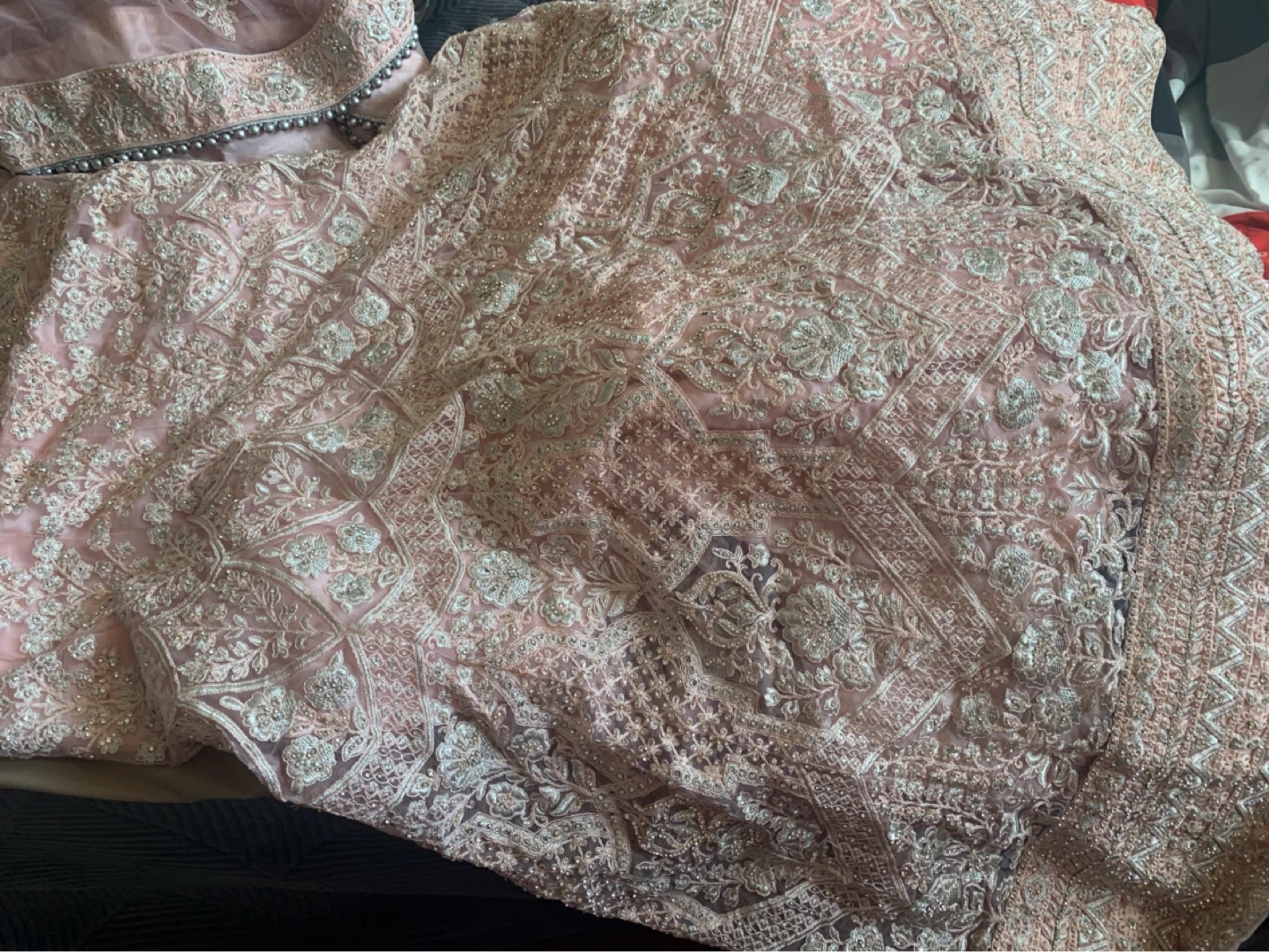 Pink Embroidered Lehanga with Cane - photo 3