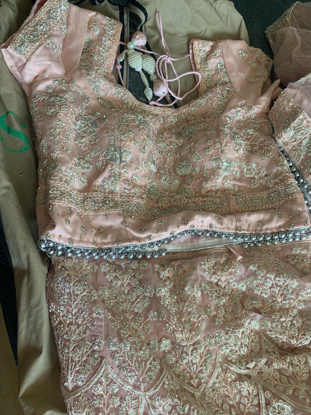 Pink Embroidered Lehanga with Cane - photo 2