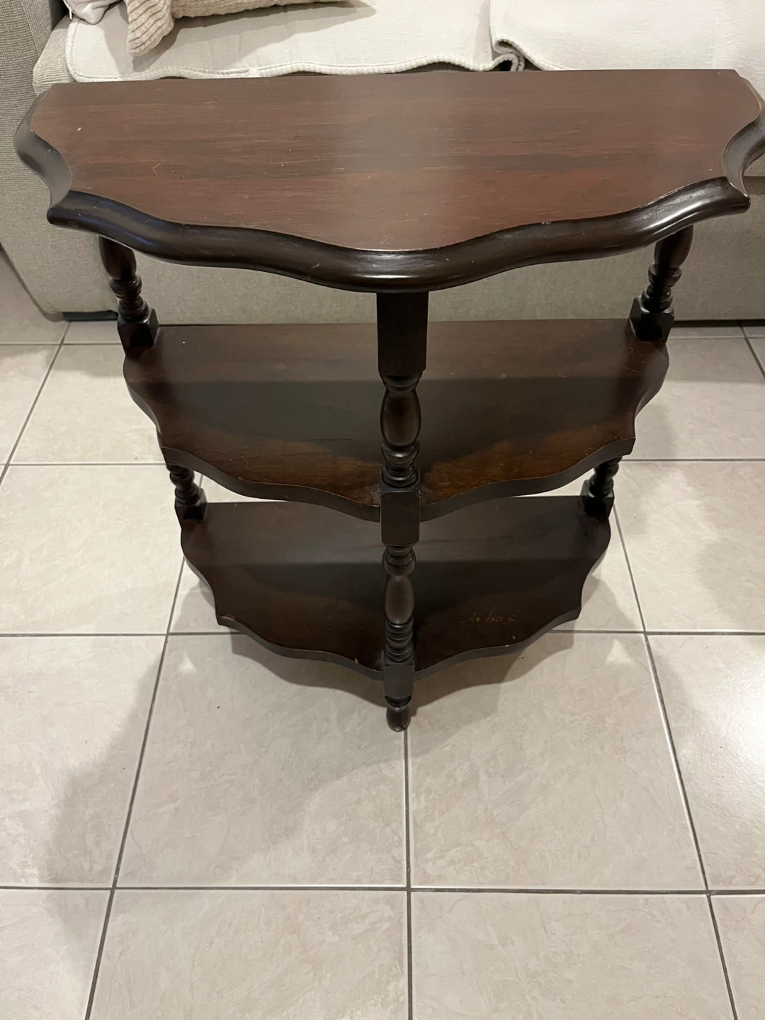Dark Wood Tiered Accent Table
