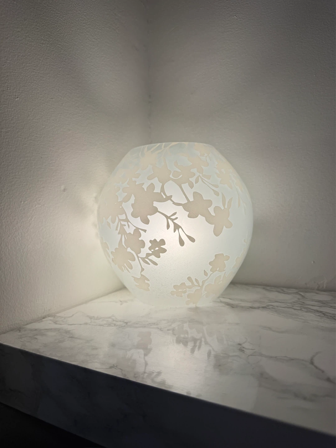 Frosted Glass Lamp with Floral Design