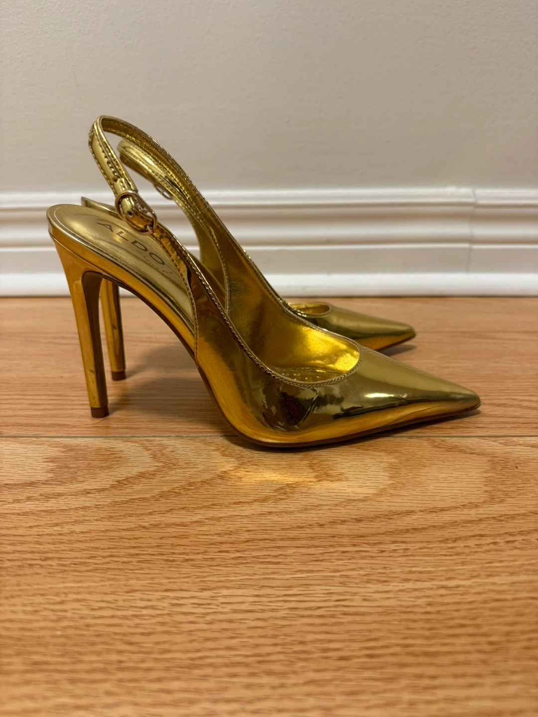 ALDO Gold Metallic Slingback Heels
