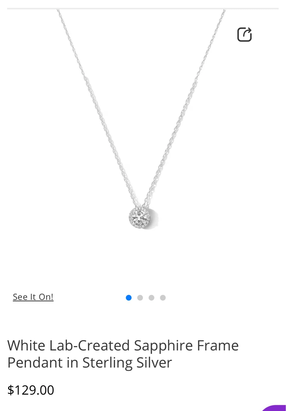 White Lab-Created Sapphire Frame Pendant in Sterling Silver