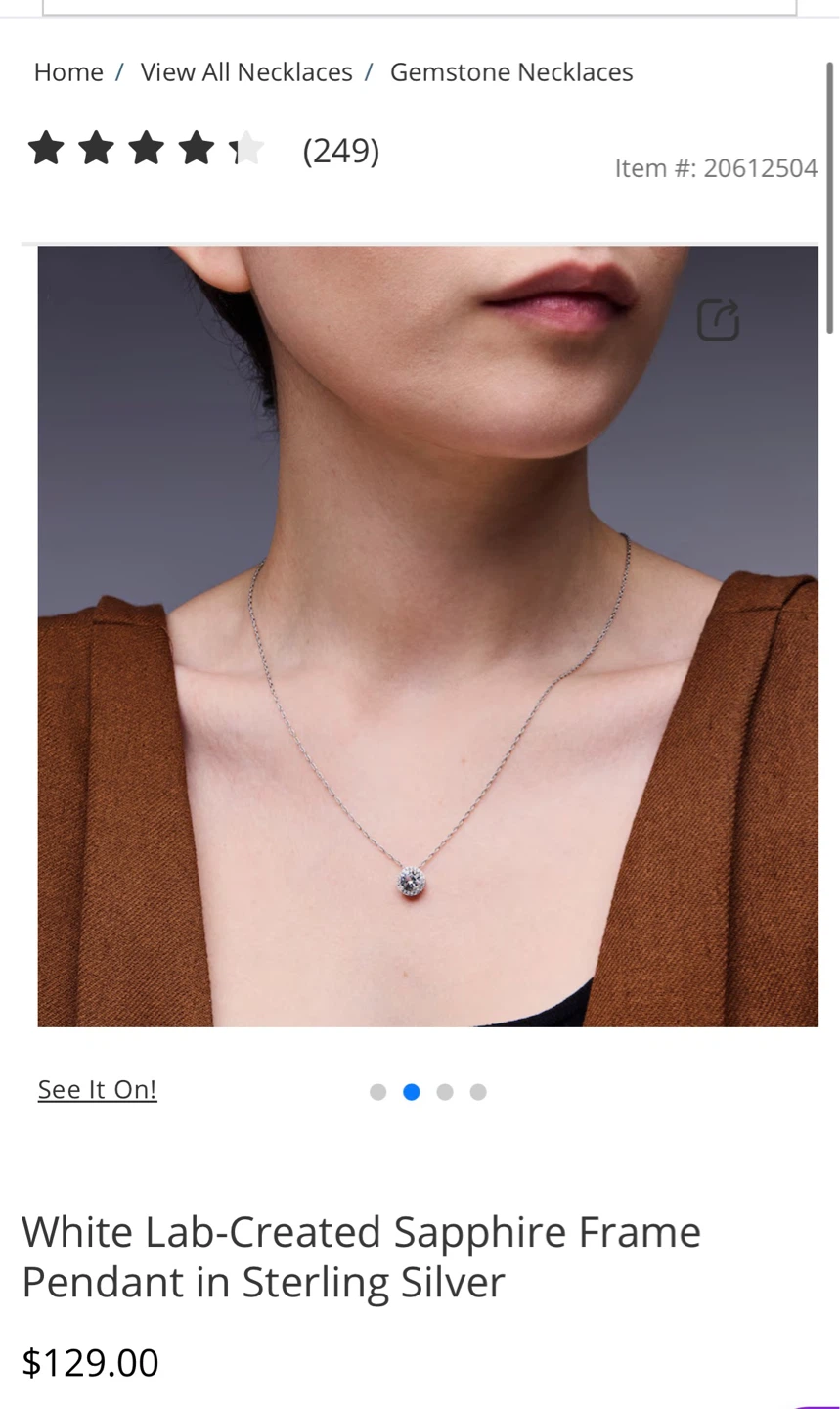 White Lab-Created Sapphire Frame Pendant in Sterling Silver - photo 2
