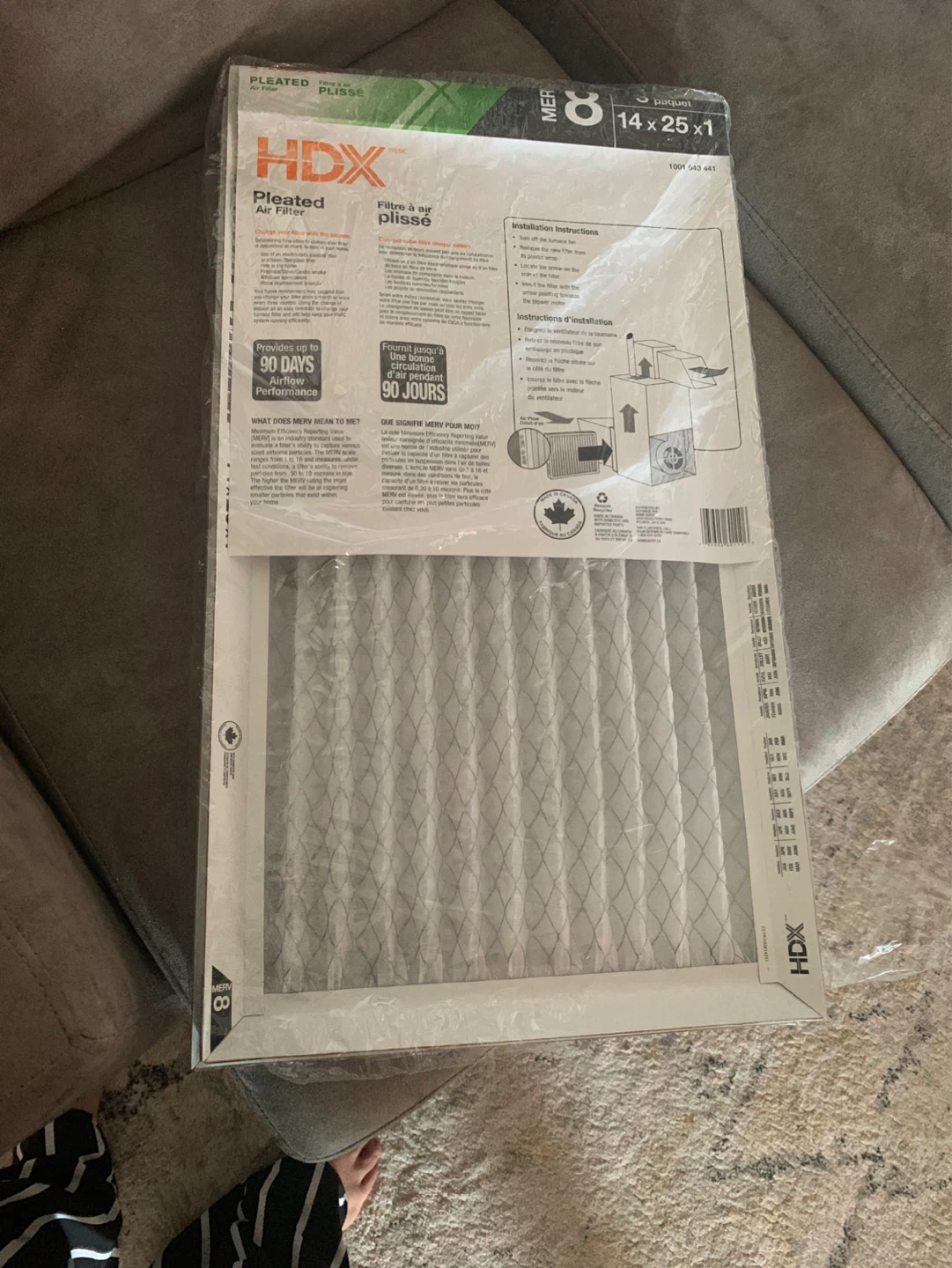 New 5 pack HDX Air Filter 14" x 25" x 1" MERV 8