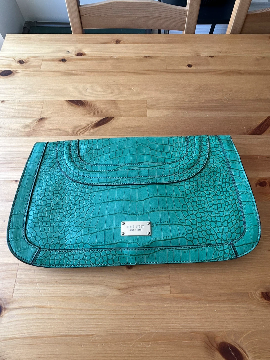 Nine West Teal Croc-Embossed Clutch Handbag - photo 2