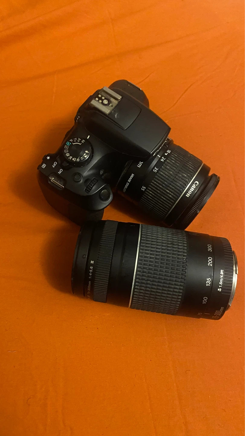 Canon EOS Rebel T6 DSLR Camera 18-55mm and 75-300mm Lenses
