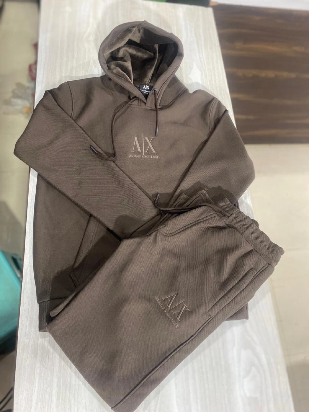 Armani Exchange AX Hoodie and Sweatpants Set - Brown