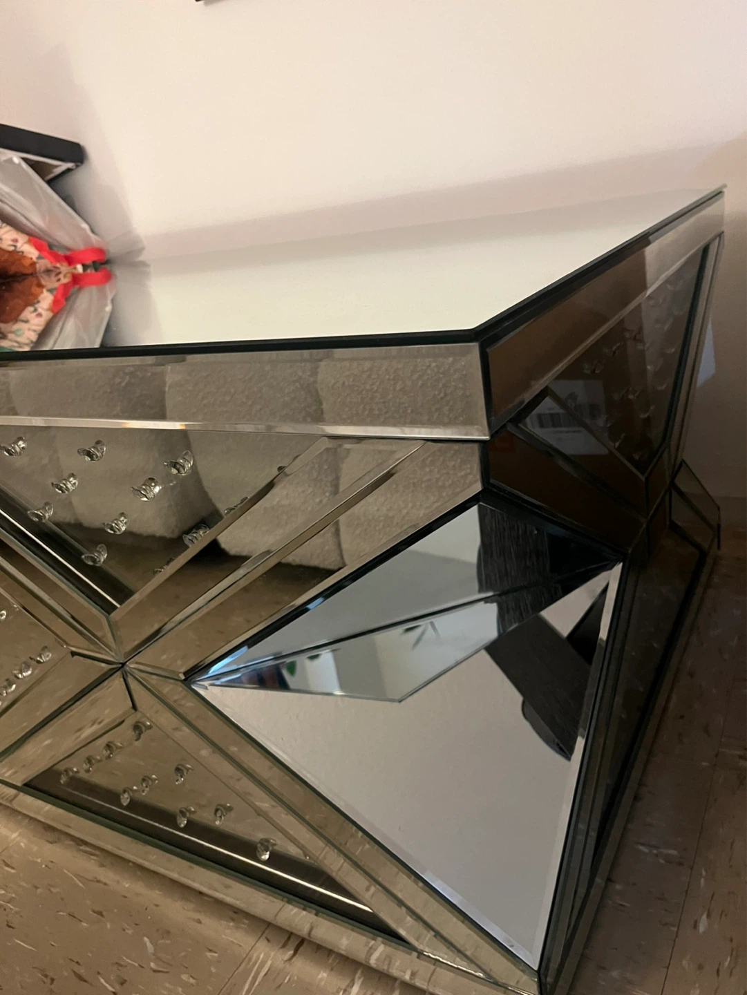 47.5 Inch Mirrored Rectangle Crystal Coffee Table - photo 4