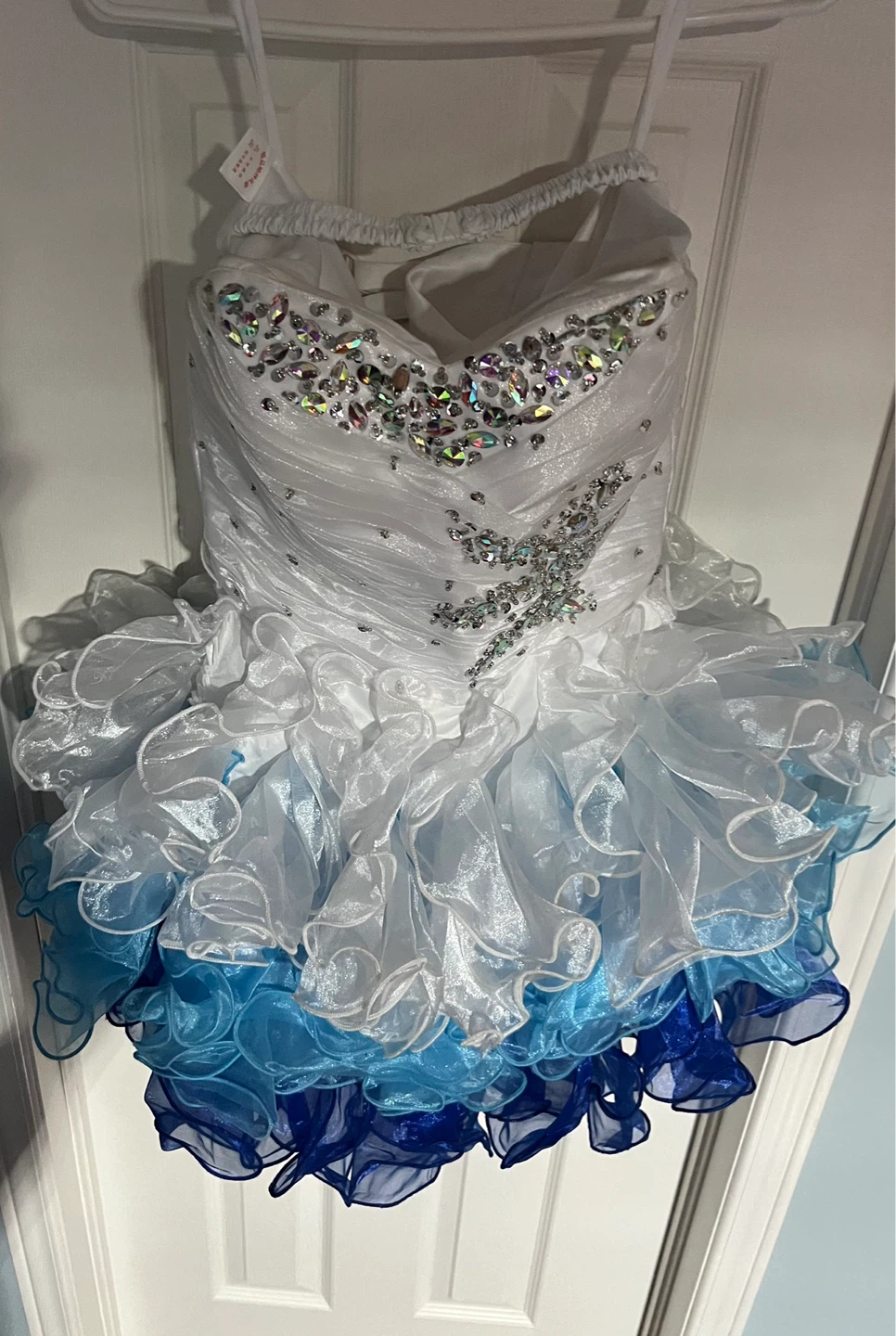 White & Blue Ruffled Party Dress - photo 3