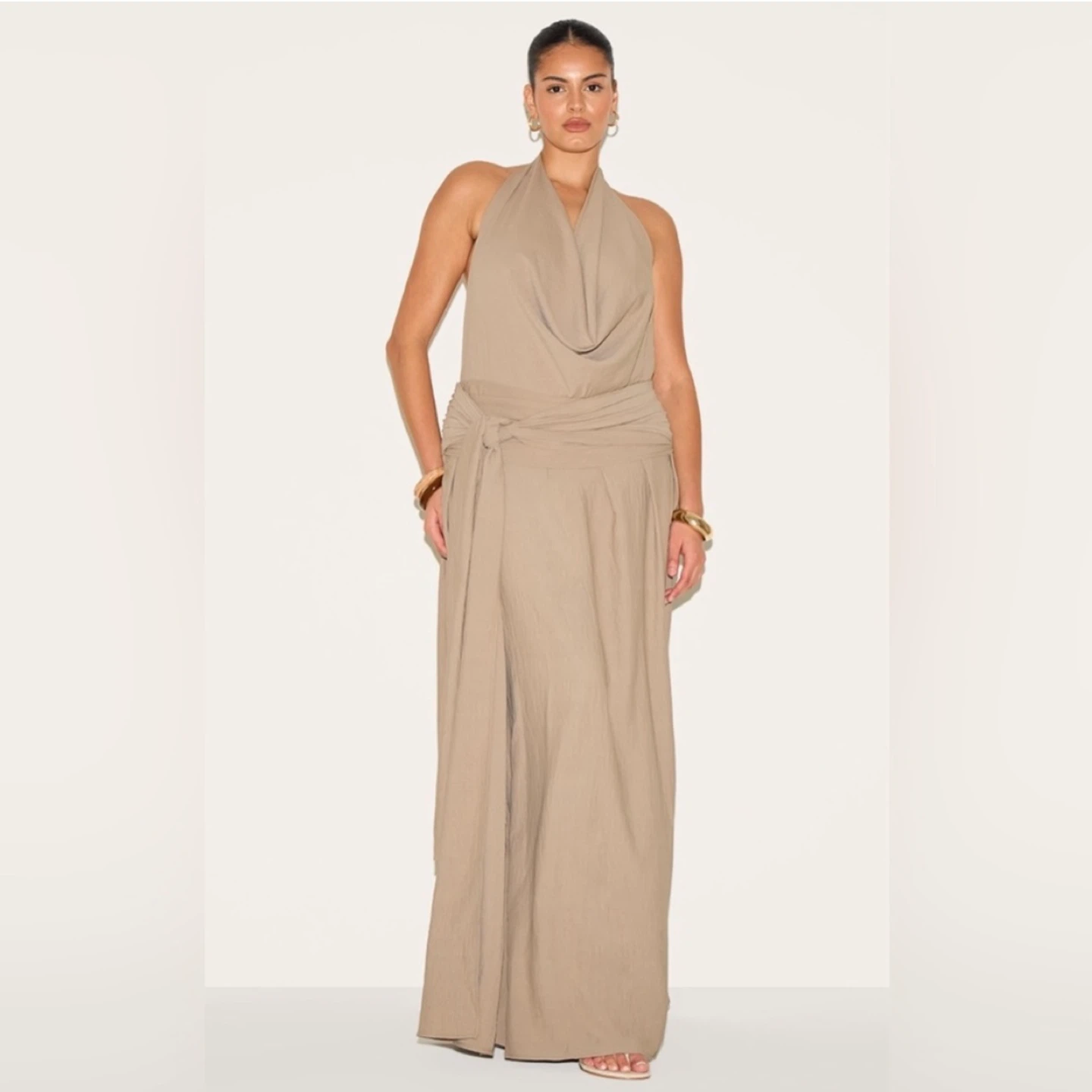 MOVING SALE - PLT Women's Halter Neck Maxi Dress with Tie Waist
