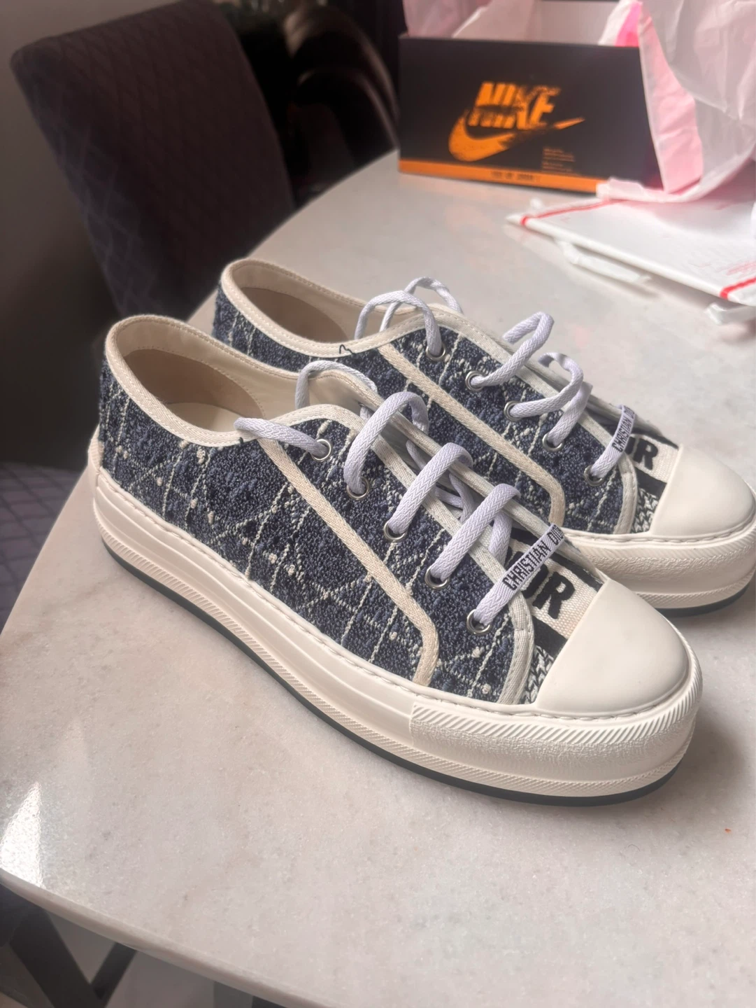 Christian Dior Women's Sneakers - Blue Tweed