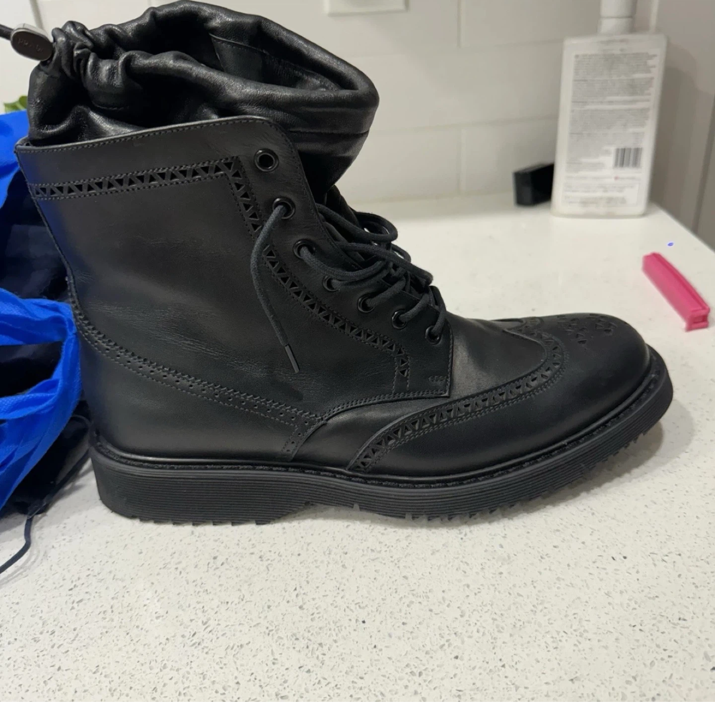 Black Leather Prada Boots Size 8.5