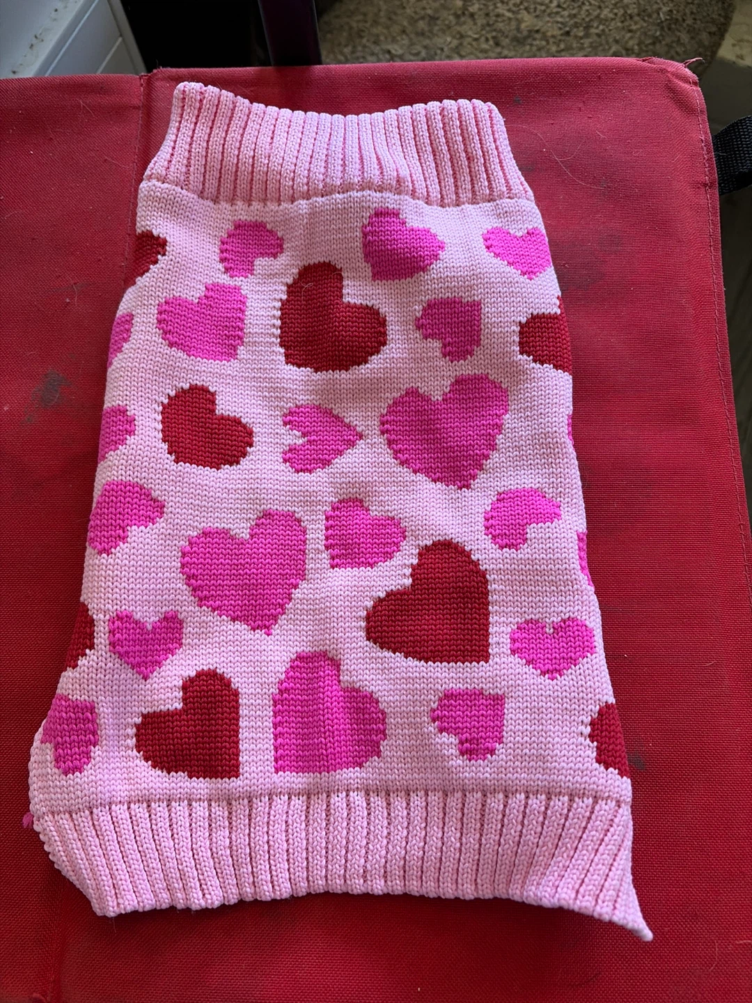 Pink Heart Pattern Dog Sweater