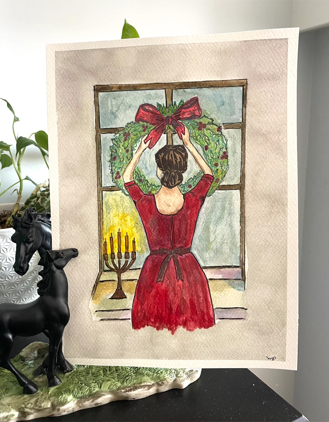 Watercolour Christmas themed Paintings - photo 4