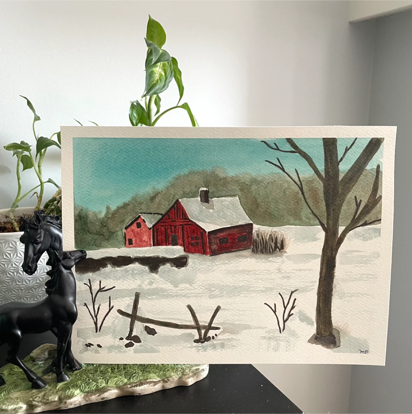Watercolour Christmas themed Paintings - photo 5