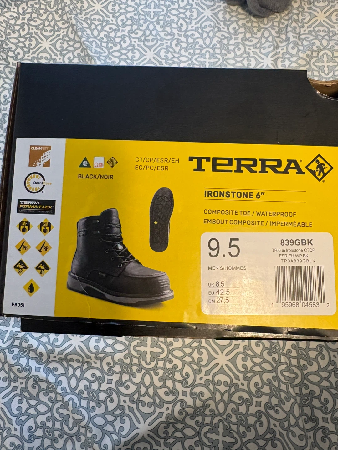 Terra Ironstone 6" Composite Toe Waterproof Boots Size 9.5