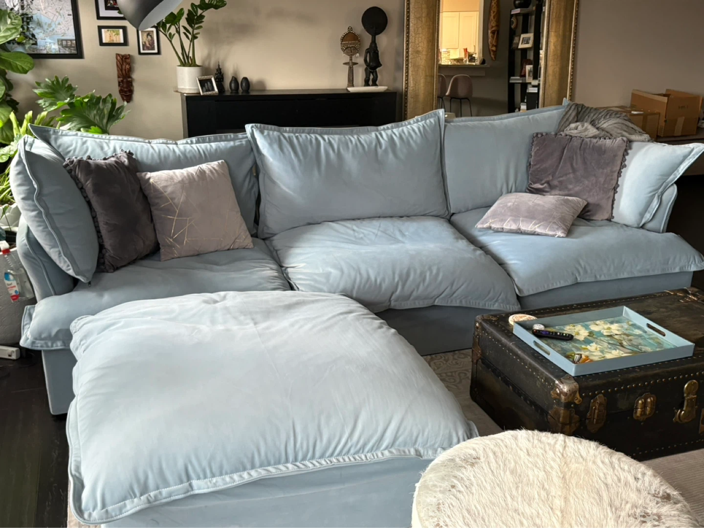 Sky Plus Velvet Cloud Sofa - Light Blue - photo 3